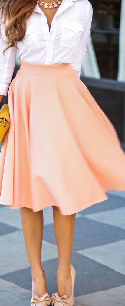 with a pastel skirt
