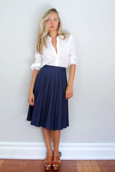 with classic pleated skirt